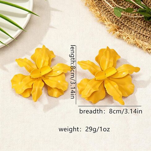 Statement Flower Earrings for Women Trendy Pink Black Yellow White Red Green Spring Flower Statement Earrings Large Floral Dangle Earrings Summer Vacation Jewelry in Saudi Arabia