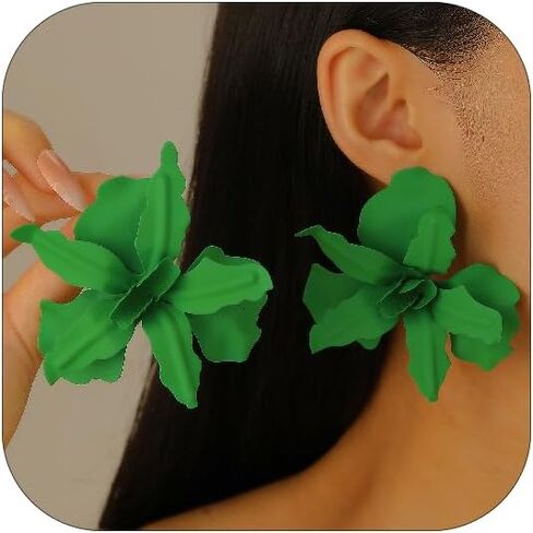 Statement Flower Earrings for Women Trendy Pink Black Yellow White Red Green Spring Flower Statement Earrings Large Floral Dangle Earrings Summer Vacation Jewelry in Saudi Arabia