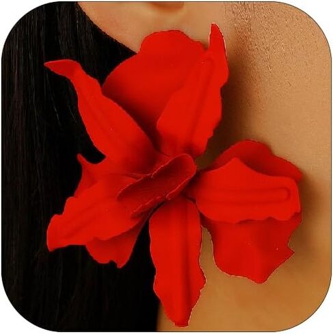 Statement Flower Earrings for Women Trendy Pink Black Yellow White Red Green Spring Flower Statement Earrings Large Floral Dangle Earrings Summer Vacation Jewelry in Saudi Arabia