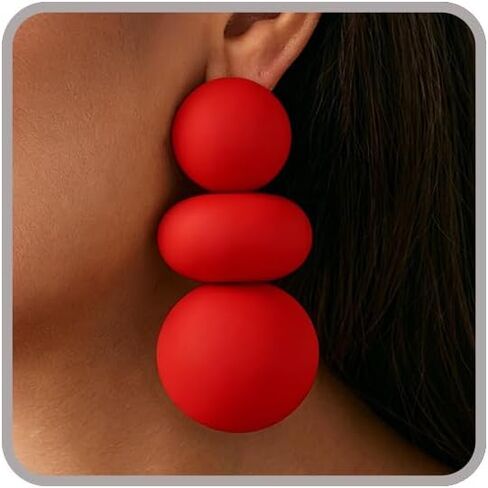Big Gold Statement Earrings for Women Chunky Silver Earrings Dangle Black Large Ball Drop Earring Long Geometric Round Ball Red White Earring Vintage Chunky Jewelry in Kuwait