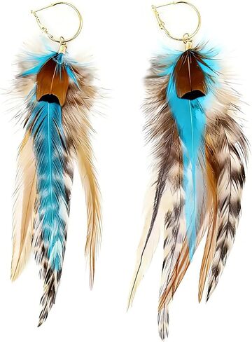 FRESHME Native American Earrings for Women - Ethnic Indian Feather Earrings, Western Jewelry for Photoshoot Music Festival in Kuwait
