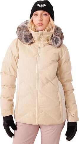 Roxy Women's Snowdrift Puffer Jacket – 10k Waterproof, Pfas-free, Hydrosmart, Faux Fur Hood in Kuwait