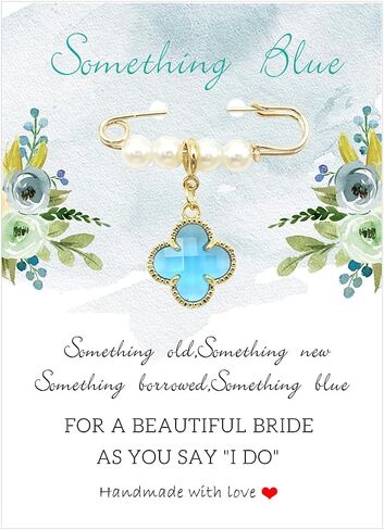 WISHOW Something Blue Charm for Wedding Bouquet,Bridal Shower Gifts from Mom Sister Friend, Wedding gifts,Pin-on Bridal Bouquet, Garter, Dress Beautiful Keepsake for Bride in Saudi Arabia