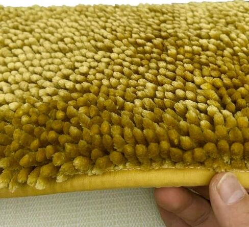 Madeals Chenille Bath Rug Sets 4 Piece with Toilet Lid Cover and Rug Set Combo, Soft Shaggy Bath Rug Set 3 Piece and U-Shaped Toilet Floor Rug Golden in Saudi Arabia