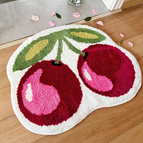 Cherry Rug, 19.5x23.5 inches Cherry Bath Mat for Bathroom, Cute and Fun Cherry Bathroom Decor, Anti Slip and Washable in Saudi Arabia