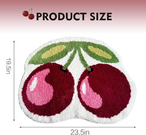 Cherry Rug, 19.5x23.5 inches Cherry Bath Mat for Bathroom, Cute and Fun Cherry Bathroom Decor, Anti Slip and Washable in Saudi Arabia