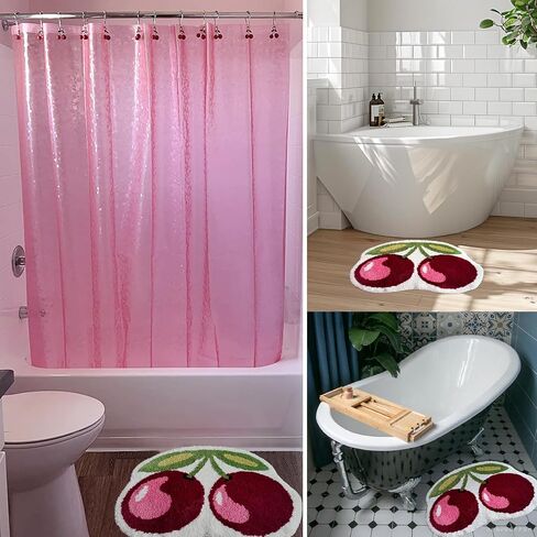 Cherry Rug, 19.5x23.5 inches Cherry Bath Mat for Bathroom, Cute and Fun Cherry Bathroom Decor, Anti Slip and Washable in Saudi Arabia