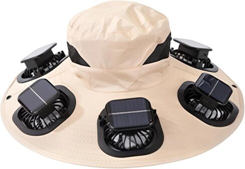 2026 Solar Fan Hat for Men Women, Detachable Solar Fan Hat UPF 50+, Cooling Bucket Hat with Fan for Hiking Beach in Kuwait