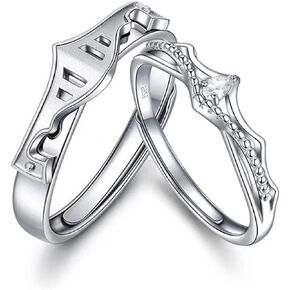 wedding ring sets for him and her，promise rings for couples，promise rings for her，matching rings for couples，love ring，Adjustable Princess and Knight Rings Set His and Hers (ring set)