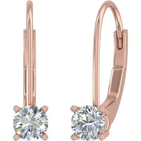 0.40 to 3/4 Carat Diamond Leverback Drop Earrings in 10K Gold - IGI Certified
