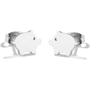 Simple Pig Stainless Steel Stud Earrings for Women Teen Girls Cartilage Hypoallergenic Tiny Small Studs Earring Minimalist Jewelry