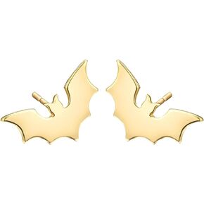 coadipress Small Bat Stud Earrings for Women Girls Trendy Personalized Gold Silver Plated Punk Cool Animal Gothic Spooky Vampire Earrings Halloween Gifts