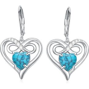 Infinity Love Heart Turquoise Dangle Earrings for Women, Sterling Silver Hypoallergenic Earrings Birthday Christmas Jewelry Gifts for Women Girls Mother Daughter Wife Mom Girlfriend Her in Kuwait