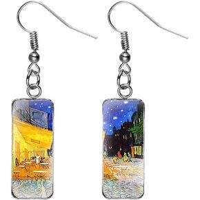 MIGUO STORE Chic Fashion Creative Color Time Gem Earrings for Women Girls Unique Van Gogh Painting Silhouette Abstract Art Earrings Jewelry