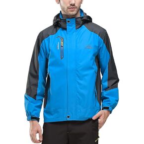 Mens Waterproof Rain Jacket Outdoor Hooded Windproof Coat for Hiking Fishing
