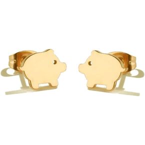 Simple Pig Stainless Steel Stud Earrings for Women Teen Girls Cartilage Hypoallergenic Tiny Small Studs Earring Minimalist Jewelry in Kuwait