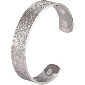 TURTLEDOVE Tree of Life Cuff Bangle - Yggdrasil Bracelet with Celtic Knot - Stainless Steel Nordic Bangle Adjustable