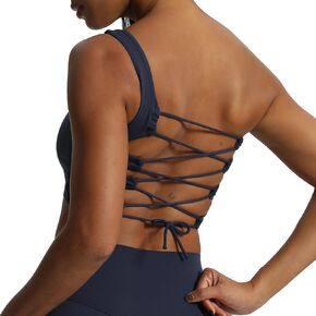 Aoxjox Women's One Shoulder Thalia Asymmetrical Tie Sports Bras Workout Crisscross Gym Yoga Crop Tank Top
