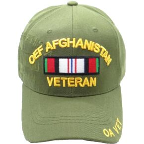OEF/Afghanistan Veteran (Ribbon Shadow) (OA Vet on Bill) Baseball Cap (Green)