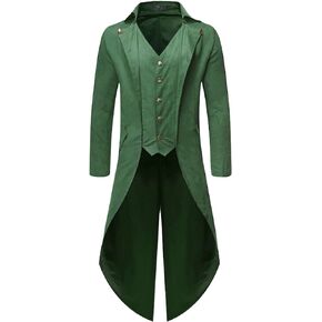 Lars Amadeus Steampunk Tailcoat Jacket for Men's Vintage Gothic Cosplay Prom Tuxedo Costume