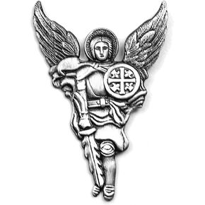 VENICEBEE Archangel St. Michael Saint Shield Cross Sword Guardian Angel Protection Silver Plated Premium Pin