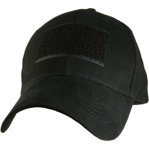 Hook & Loop Front Patch Tactical Cap, Black