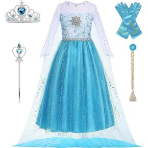 Princess Blue Dresses for Girls Princess Costume Cosplay Halloween Birthday Party Dress up Outfits