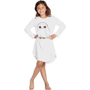 Harry Potter Pajama Girls' Hedwig Owl Micro Raschel Fleece Hi-Lo Nightgown Costume (18/20)