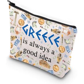 WCGXKO Greece Gift Greece Surprise Trip Gift Greece Is Always A Good Idea Zipper Pouch Makeup Bag (GREECE)