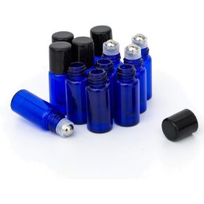 ZEJIA 3ml Roller Bottles 12Pack Cobalt Blue Thick Glass Essential Oil Roller Bottles Stainless Steel Roller Ball with 2 Droppers