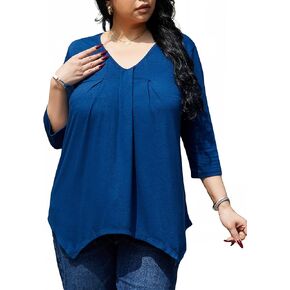 Plus Size Tunic Tops for Women 3/4 Sleeve Tunics Loose Fit Casual Dressy Blouse Shirt to Wear With Leggings in Kuwait