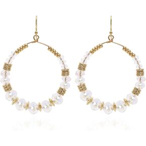 Boho Chic Multi Beads Round Hoop Dangle Drop Statement Earrings for Women
