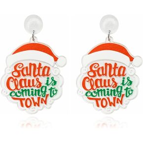 Christmas Earrings for Women Cute Gingerbread Man Elf Fawn Charm Earrings Acrylic Fashion Christmas Tree Cat Dinosaur Funny Earrings Xmas Party Favors Decor Accessories