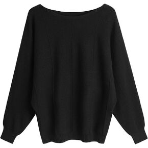 Women Lightweight Oversized Sweaters Tops Batwing Sleeves Knitted Dolman Pullovers