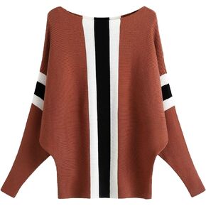 Women Lightweight Oversized Sweaters Tops Batwing Sleeves Knitted Dolman Pullovers