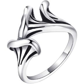 Jude Jewelers Retro Vintage Stainless Steel Triple Mushroom Style Wedding Statement Anniversary Cocktail Party Ring