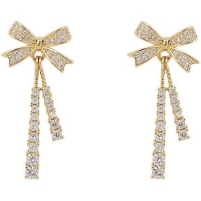 ZKRYHB Bow Earrings for Women Gold Bow Pearl Dangle Drop Earrings Hypoallergenic Christmas Party Stud Jewelry Gift for Women Girls