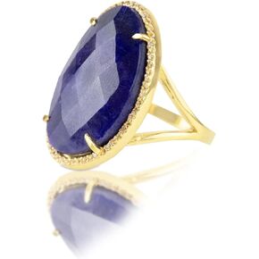 MAX + STONE 16 Ct. Birthstone Rings for Women in 18k Gold Over Sterling Silver | Real Gold Rings for Women with White Topaz Accents | Big Oval Statement Rings for Women | Gemstone Rings for Women