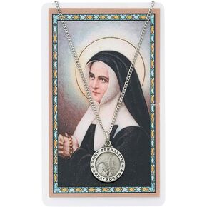St Bernadette Prayer Card With Medal Christian Pendant Charm Patron Saint Catholic