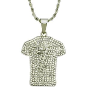 PikaLF Soccer Jersey Number 7 Necklace for Men, Hip Hop Soccer Jersey Necklace, Gold No. 7 Soccer Jersey Pendant Necklace with 29.5"Chain, Punk Rock Football Jersey Pendant, Gold Number 7 Soccer Sport Necklace Jewelry Gift for Men Boys
