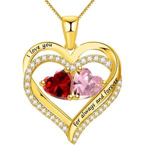 قلادة على شكل قلب من الفضة الإسترليني مع حجري ميلاد للنساء "أنا أحبك دائمًا وإلى الأبد هدية عيد الحب المثالية in Kuwait
