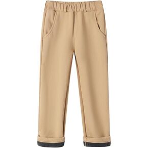 Mud Kingdom Boys and Toddler Woven Pull On Cargo Pants Fleece Lined Elastic Waist Uniform School