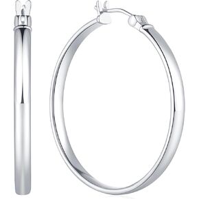 Silver Hoop Earrings Sterling Silver Earrings Hoops Large Silver Hoop Earrings Simple-designed Earrings Silver Jewelry 35MM