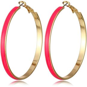 Big Hoop Earrings Colored Hoops Earrings Classic Big Earrings Colorful Enamel Copper Hoop Earrings Bohemia Enameled Big Round Circle Charm Statement Earring Jewelry for Women Girls