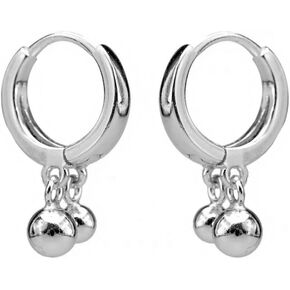 Tiny Balls Small Hoop Earrings for Women Girls 925 Sterling Silver Hypoallergenic Cute Mini Bead Charms Dangle Drop Cartilage Sleeping Huggie Hoops Earring Lovely Christmas Holiday Birthday Jewelry Gifts for Her