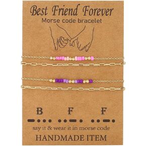 BFF الأساور 2 أفضل صديق الصداقة مطابقة مورس رمز الخنصر وعد سوار للنساء الفتيات في سن المراهقة