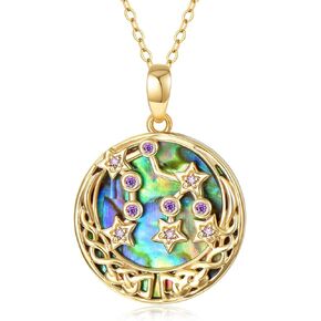 Aihpos 14K Solid Gold Aquarius Necklace - Unique Aquarius Constellation Necklace Yellow Gold Aquarius Pendant Necklace in Kuwait