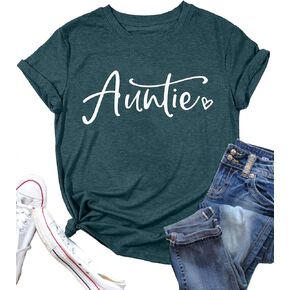 Auntie T Shirts Women Cute Aunt Gift Tee Shirts Funny Graphic Casual Short Sleeve Tee Top