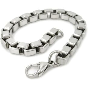 Stainless Steel Box Link Chain Men Bracelet 8mm