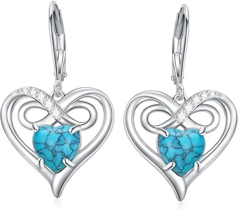Infinity Love Heart Turquoise Dangle Earrings for Women, Sterling Silver Hypoallergenic Earrings Birthday Christmas Jewelry Gifts for Women Girls Mother Daughter Wife Mom Girlfriend Her in Kuwait